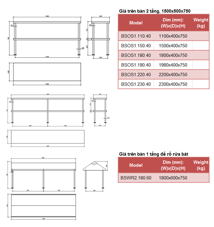 Kệ phẳng 2 tầng trên bàn cao cấp 3