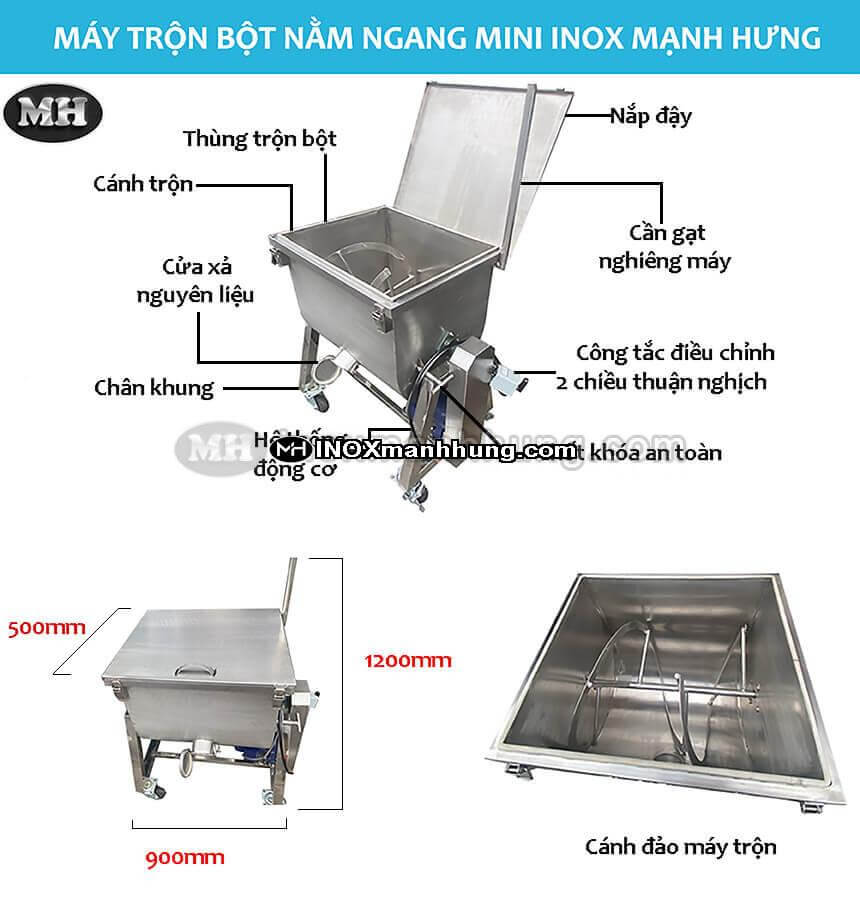 Máy trộn bột nằm ngang mini