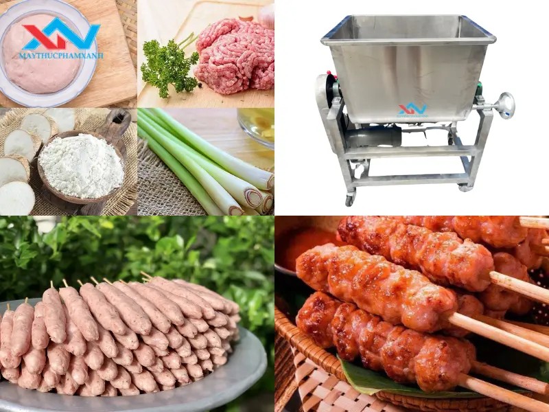 Quy trình làm nem nướng bằng máy trộn thịt nằm ngang